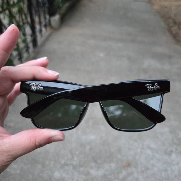 RayBan Blaze Wayfarer Black Semi Transparent Overlay Sunglasses - Picture 4 of 9